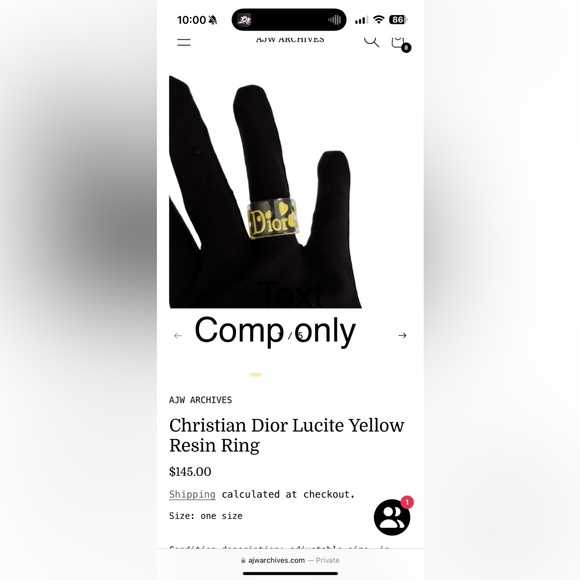 Christian Dior Lucite Yellow Resin Ring - Picture 4 of 4